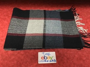 G.H.Bass & Co. Gray Black Red Plaid Fringe Scarf Warm 11'' X 62'' - Picture 1 of 3
