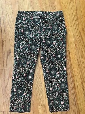 J. Pantalón Crew Factory Talla 8 Estampado Floral Skimmer Tobillo Crop Artist Foto 1 de 4