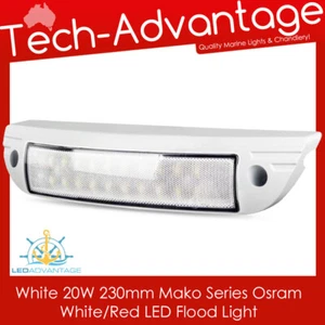 Angled LED Floodlight 20W 230mm 9-32V White Combo White/Red Boat/Caravan/UTE - Picture 1 of 5