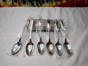 6 Vintage 1847 Rogers Bros Silverware Daffodil Pattern Table/Soup Spoons - Picture 1 of 4