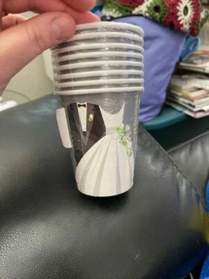 Wedding Cups Silver Bridal Shower Paper Cups 9oz 8 count Party Decoration Supply - Image 1 of 2