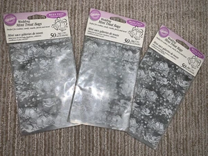 NEW 3 Unopened 4"x6" 50ct Mini Wedding Treat Bags & Silver Twist Ties 150 Total - Picture 1 of 6