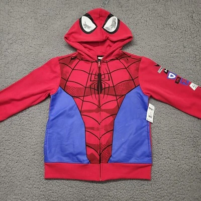 NWT Marvel Spider-Man Jacket Boys Size 8M Red Blue Zip Hoodie Pockets Fleece  - Image 1 of 4