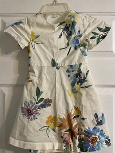 Zara Girls Dress Size 5. White Floral Backless Dress with a Green Bow - Picture 1 of 12