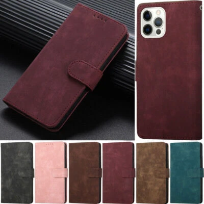 Retro Leather Card Wallet Phone Case For iPhone 14 Pro Max 13 12 11 XR XS 7 8 SE - Image 1 of 4