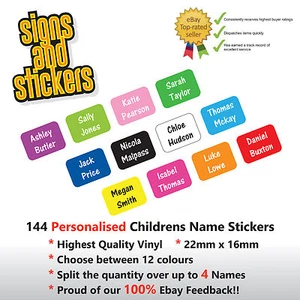 144 etiquetas adhesivas personalizadas con nombre para niños loncheras - etiquetas escolares - Imagen 1 de 1