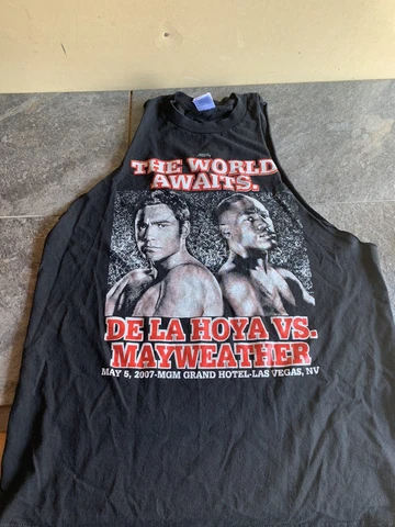 Vintage De La Hoya Mayweather 2007 Boxing Tshirt Size L Fight Las Vegas C16 Cover
