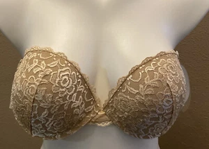 Push Up Strapless Padded Bra Backless Fashion Forms Sz D Nude Lace Full Adhesive - Picture 1 of 12