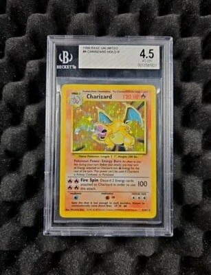 1999 Pokemon Charizard Base Set #4/102 Holo Unlimited Rare BGS 4.5 VgEx Centered - Image 1 of 4