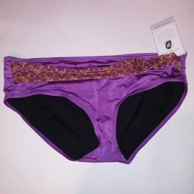 Jaclyn Smith Swim Bikini Bottom Size 16 Purple Belted Look Shimmer New - Image 1 of 4