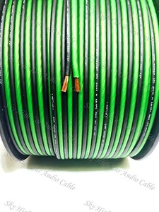 300' feet TRUE 14 Gauge AWG GREEN/BK Speaker Wire W/ SPOOL Car Home Audio ft GA - Picture 1 of 2