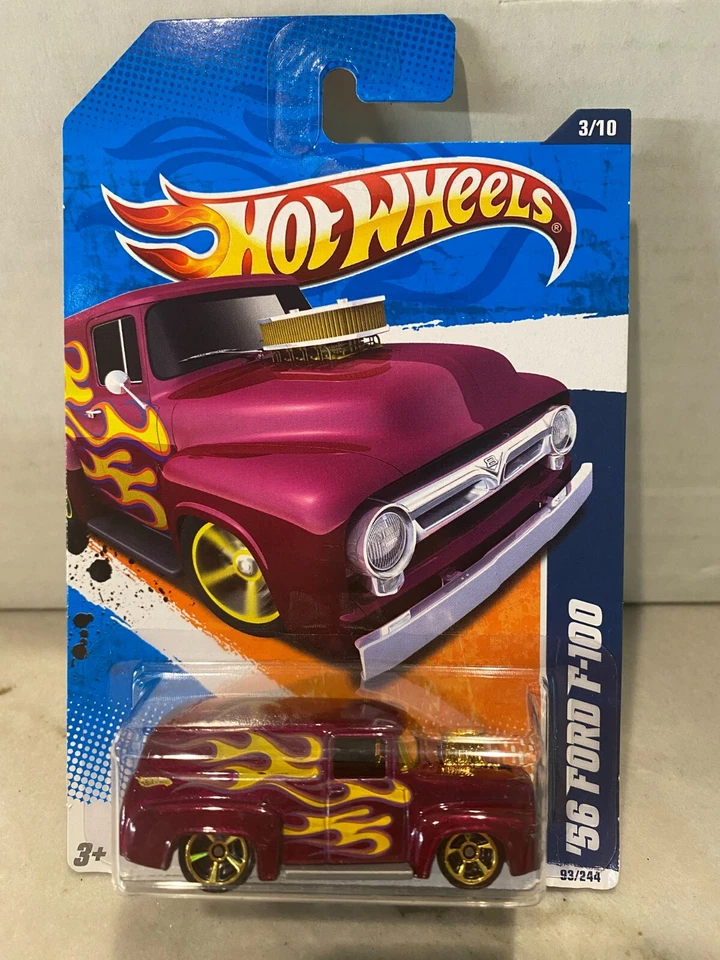 2011 Hot Wheels #93 Heat Fleet 3/10 '56 Ford F-100 Variante Viola Con MC5 Dorato - Immagine 1 di 1