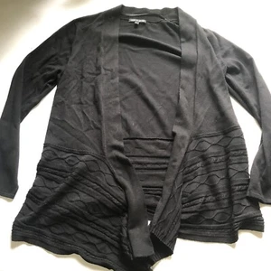 Cable & Gauge Black Open Front Cardigan Sweater Sz L A277 - Picture 1 of 4