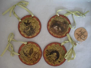 Adornos de casa Ragon disco brillante de primavera impresiones estilo vintage ~ 9681 NUEVO 4 piezas - Imagen 1 de 6