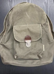 Hinomoto Canvas Backpack Leather Olive Brown day pack Unisex USED - Picture 1 of 17
