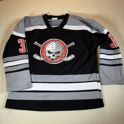 Camiseta de hockey de Halloween talla S Slasher negra gris calavera palos cruzados Foto 1 de 4