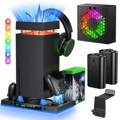GORIXER Lüfter Ladestation Zubehör Xbox Series X Konsole mit 15 Modi, kabellos