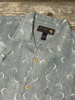 Vintage Nat Nast 100% Silk Crescent Moon Short Sleeve Shirt L - Image 1 of 4