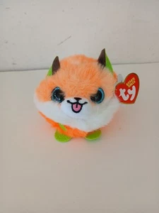 Ty Beanie Puffies Balls "Sherbet the Fox" NEW with tags Birthday June 28th - Picture 1 of 10