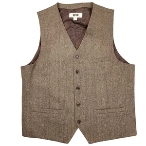 Joseph Abboud Vest Men Large Brown Herringbone Wool Office Casual Traditional - Picture 1 of 7