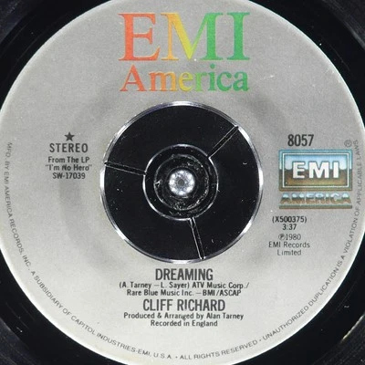 CLIFF RICHARD Dreaming / Dynamite EMI AMERICA 8057 EX- 45rpm 7" 1980 Rock - Image 1 of 4