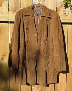Vtg Chi Falchi Suede Leather Western Jacket Women 3x Brown Boho Cowboy Cowgirl - Picture 1 of 11