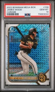 2022 Bowman Chrome Mega Box #108 James Wood RC PSA 10 GEM MINT - Picture 1 of 3