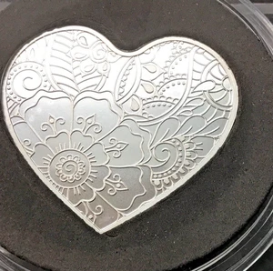 2 oz reines Silber Herz Medaillon .999 Feinsilber, Barren, reines Silber - Bild 1 von 5