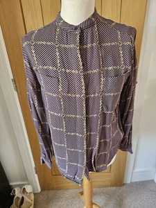 Reiss brown stripe with gold chain pattern BNWOT 8 - Picture 1 of 6