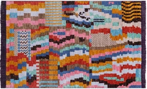 Hand-Knotted Moroccan Wool Rug 3' 1" X 5' 0" - Q23590 - Picture 1 of 7