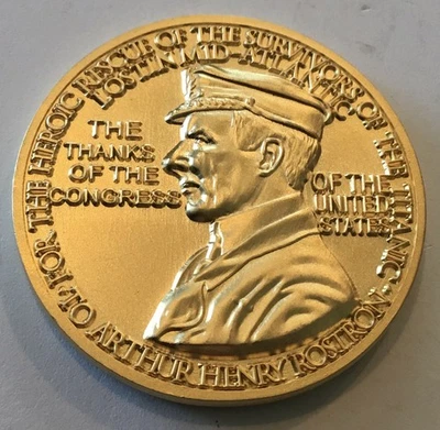Moneda medalla Henry Arthur Rostron heroica rescate de sobrevivientes del Titanic Foto 1 de 2