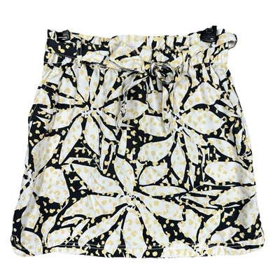 Nicole Miller New York S 100% Lyocell Floral Bolsa de Papel Cinturón Corbata Cintura Falda Foto 1 de 4