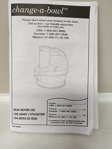 Hamilton Beach Change A Bowl 70800 Quick Start Guide and Instruction Manual - Picture 1 of 1