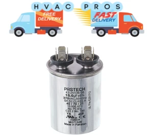 OEM Rheem Ruud Weather King Protech Rnd Run Capacitor 15 uf 370 Volt 43-25136-08 - Picture 1 of 2