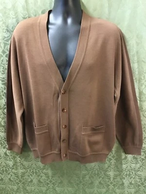 Wool Cardigan Academia Grandpa St. Croix knit Beige Zephyr Sweater L  Brown 100% - Image 1 of 4