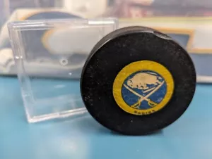 NHL Viceroy Rubber Shield Reverse Buffalo Sabres game used puck V-3 slug 1973-83 - Picture 1 of 5