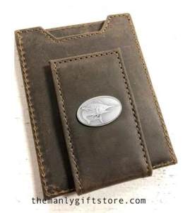 ZEP-PRO Marlin Crazy Horse Leather Front Pocket Wallet - Picture 1 of 3
