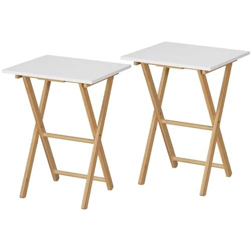  Mesa Bandeja TV Plegable, Mesa Auxiliar para Espacio Pequeño, Mesas de Aperitivos Portátil para 2 Foto 1 de 4