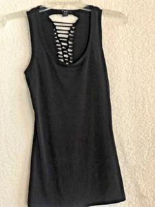 XXI Mujer S/P Pullover Top Negro Estilo Envejecido Espalda Abierta Sin Mangas - Imagen 1 de 12