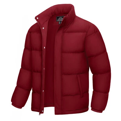Mens Down Jacket Warm Puffer Jacket Water Resistant Windproof Winter Padded Coat - Image 1 of 4