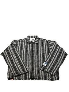 NWT JUNGLES BOUCLÉ Workwear Chore Jacket Black Gray Stripes Sz XL Streetwear - Picture 1 of 11