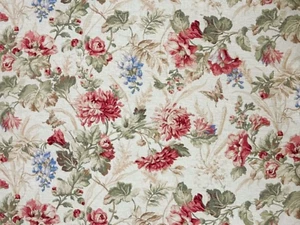 2 Drapes Vintage Raymond Waites English Floral on Eggshell Cotton/Linen Made USA - Picture 1 of 4
