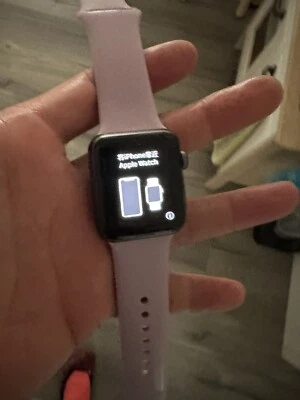 Apple Watch Series 1 38mm Space Gray Black Grey Aluminum Case Pink Sand Band So - Image 1 of 4