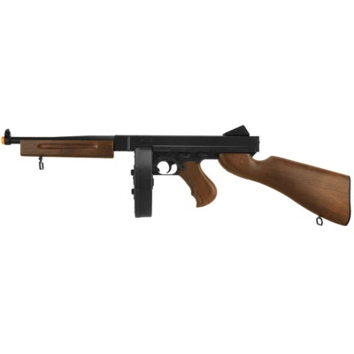 WELL M1A1 WWII SUBMACHINE GUN REPLICA AEG AIRSOFT RIFLE FAUX WOOD 2 MAGS D98W