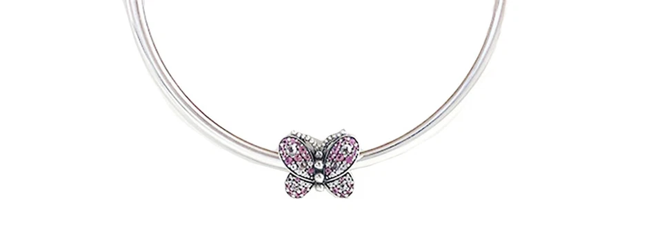  NEW Authentic PANDORA 925 CZ Dazzling Pink Butterfly Charm Pendant 797882NCCMX - Image 1 of 4