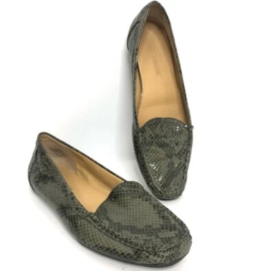 Circa Joan & David Green Snakeskin Flat Slip On Loafer Shoes Womens 8.5 - Image 1 of 4