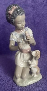 Lladro Black Legacy SHARING SWEETS #5836 Girl Ice Cream Dog Helado Para Dos Mint - Picture 1 of 15
