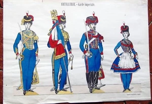 GRAVURE AU POCHOIR DE PELLERIN l'artillerie de la garde impériale de II empire - Picture 1 of 1