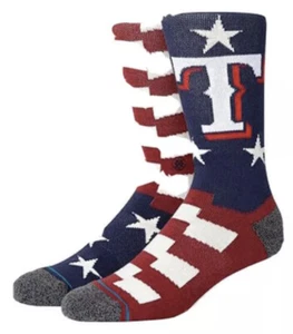TEXAS RANGERS BRIGADE 2 STANCE CREW SOCKS MLB BASEBALL MENS L 9-12 NWT USA FLAG - Picture 1 of 6