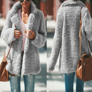 Long Sleeve Outdoor Outwear Women Teddy Bear Coat Jacket Winter Warm Fur Lapel - Picture 1 of 18